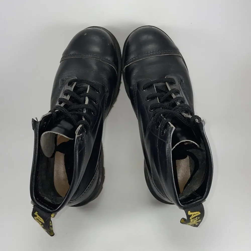 Dr. Martens Bex Toe Cap Mens Size 9, 8 UK Black Leather Boots England Steel Toe
